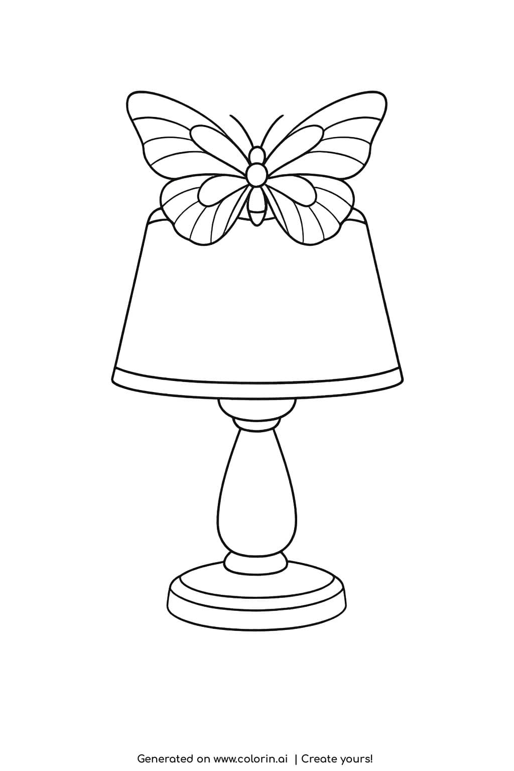 butterfly on a table lamp coloring page with large butterfly resting on lamp shade coloring page