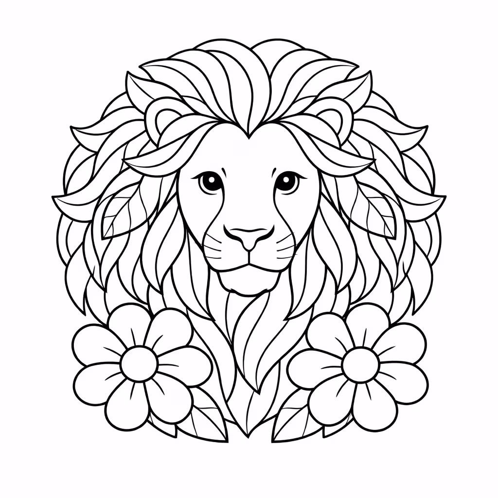 Lion coloring page in Storybook style, detailed illustrated quality