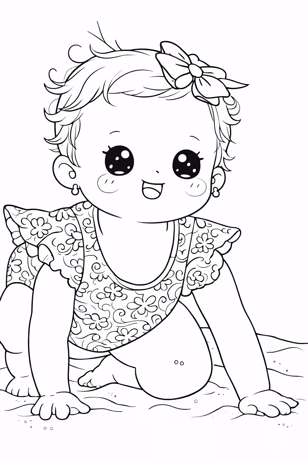 Photo converted into Kawaii style coloring page