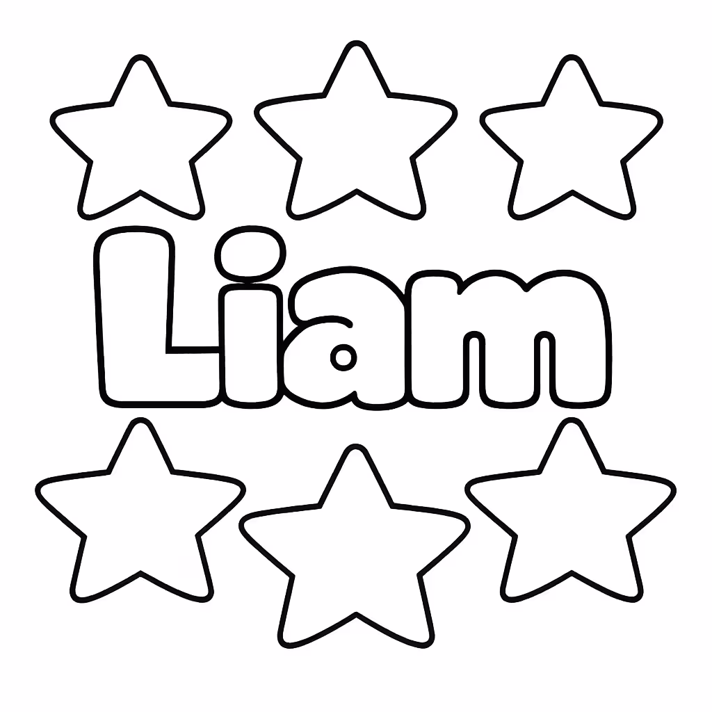Liam name coloring page in bold block letters to color