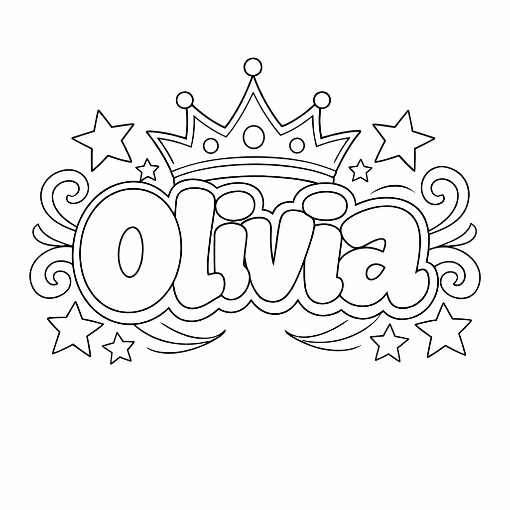 Olivia name coloring page in decorative letters to color