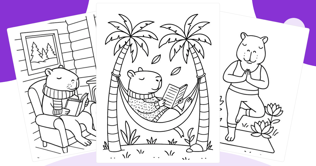 Capybara Coloring Pages — free printable collection from Colorin AI