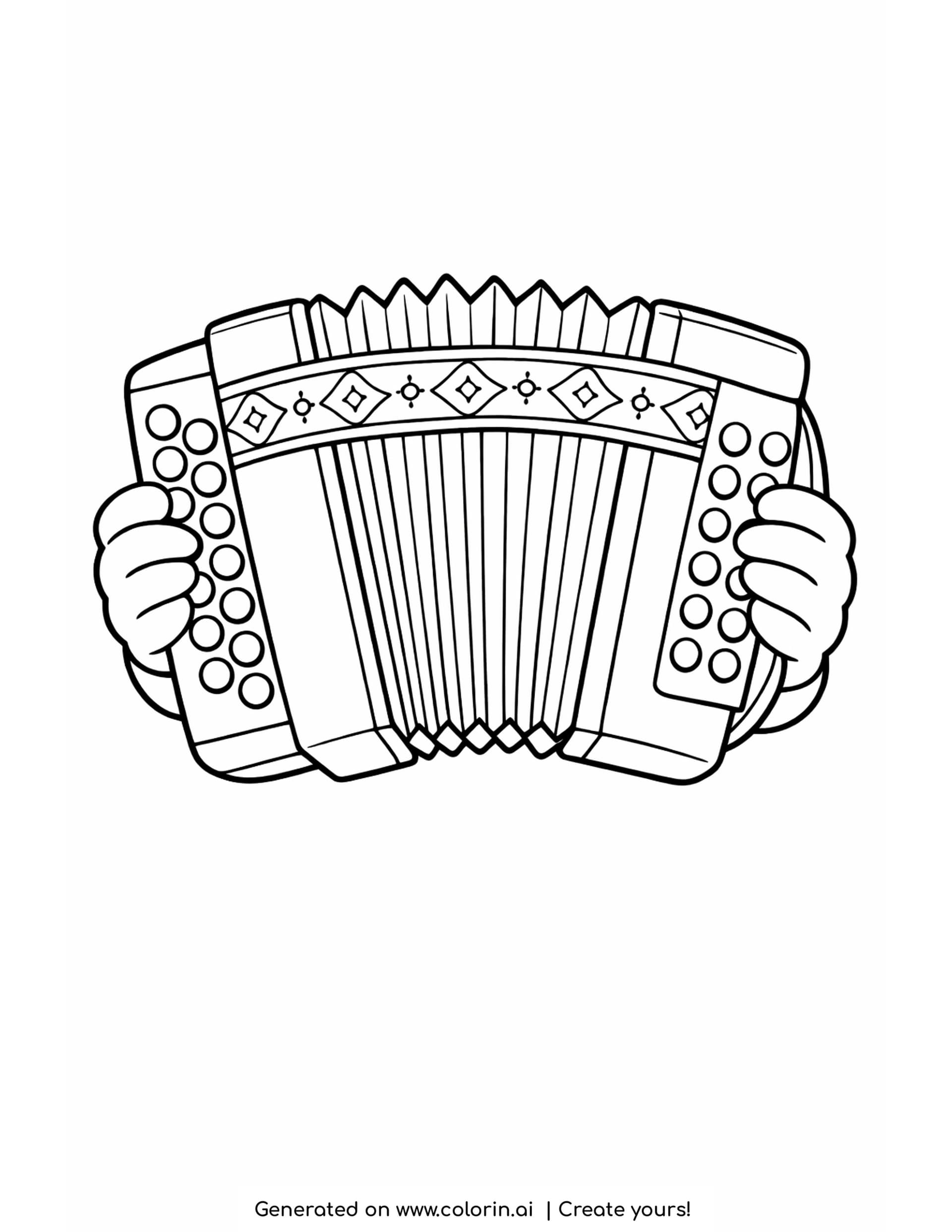 accordion coloring pages - accordion with pleated bellows and button boards held between two hands