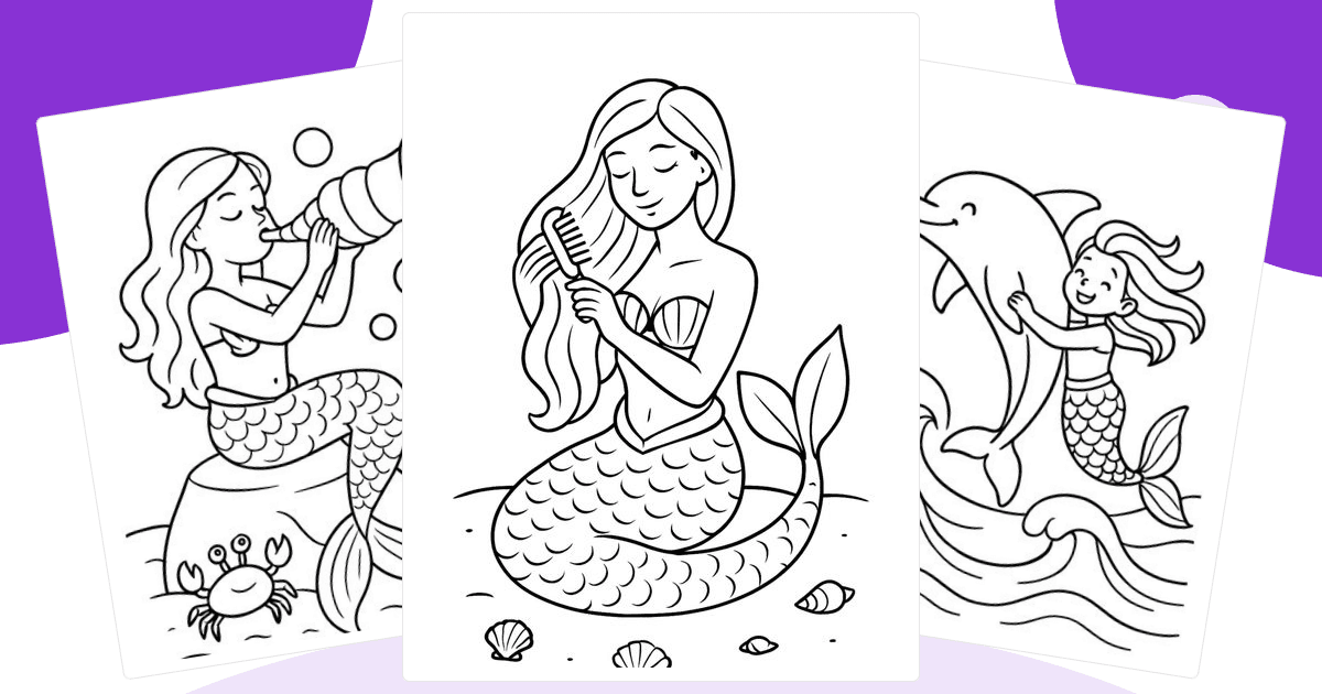 Mermaid Coloring Pages — free printable collection from Colorin AI