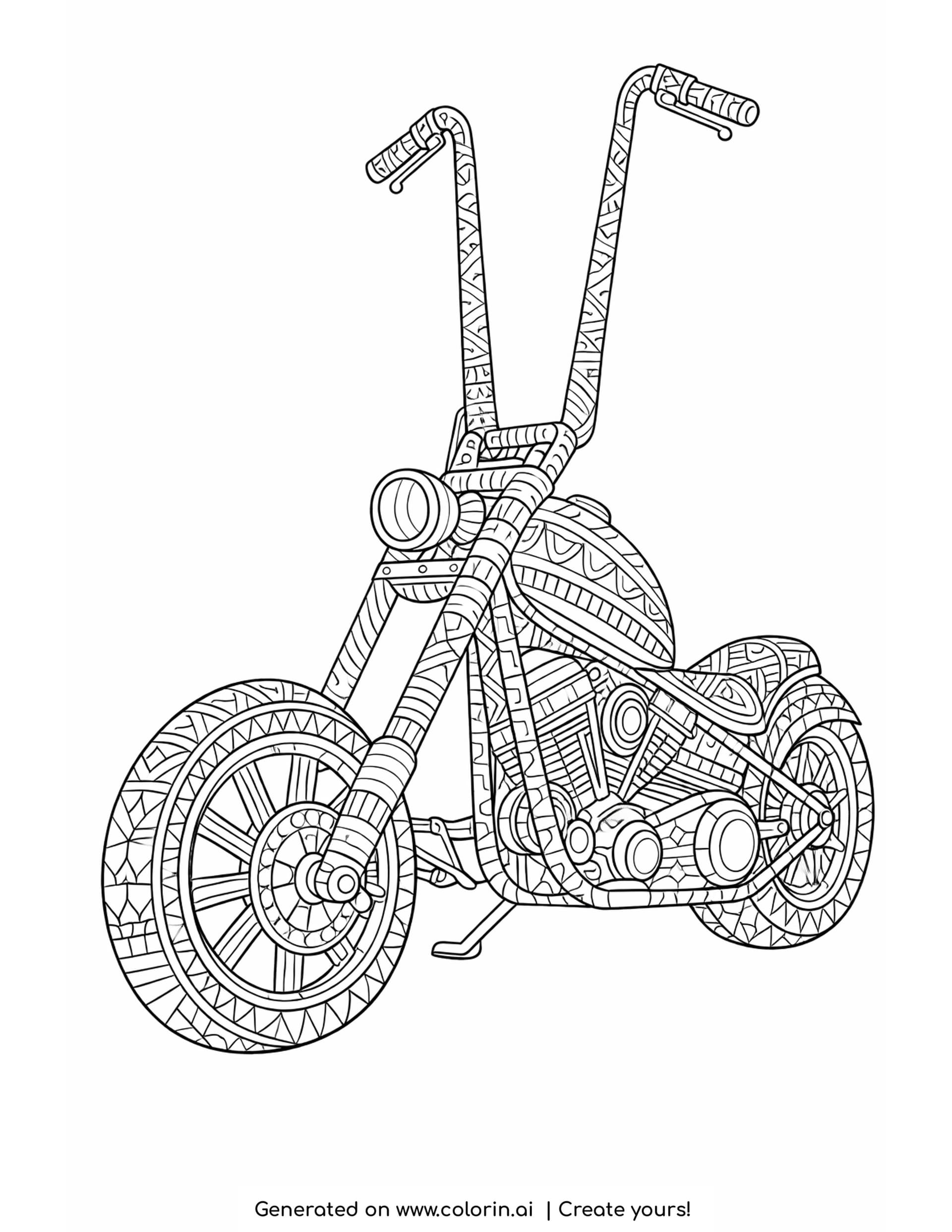 patterned chopper coloring pages - chopper with tall forks filled with layered repeating decorative patterns
