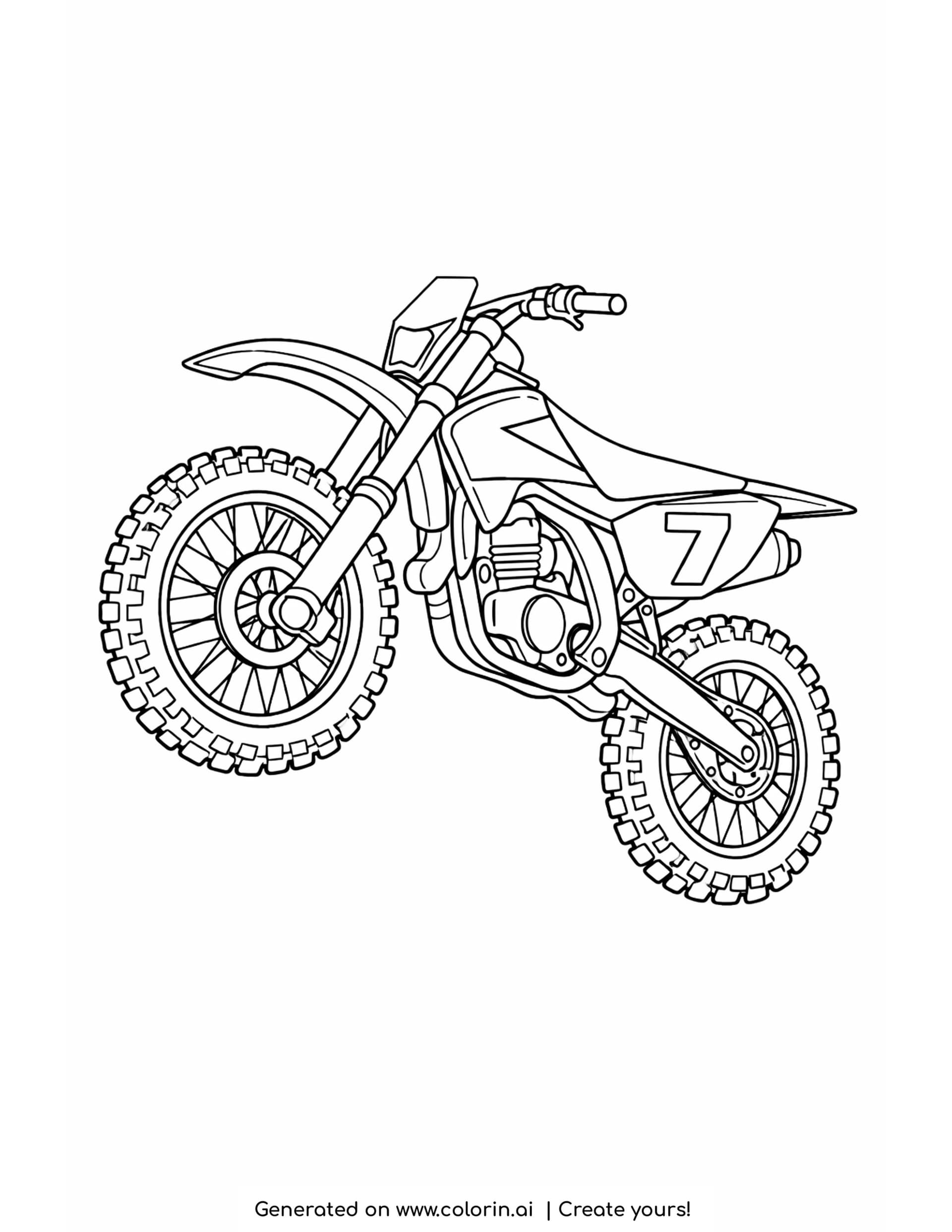 simple dirt bike coloring pages - one bold simple dirt bike with chunky knobby tires and a high front fender