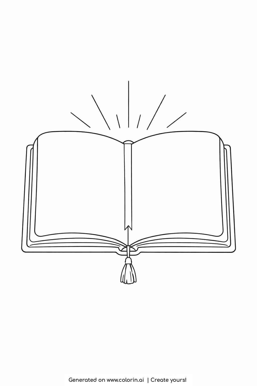 printable bible coloring pages, a simple open Bible book with blank pages, a ribbon bookmark, and light rays