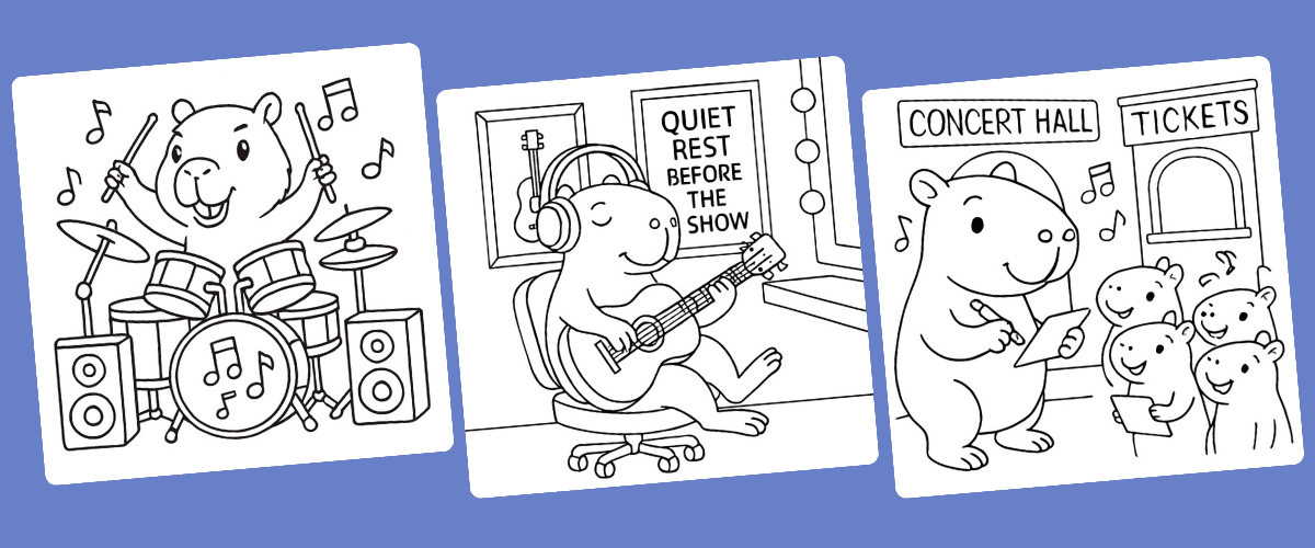 Capybara coloring pages