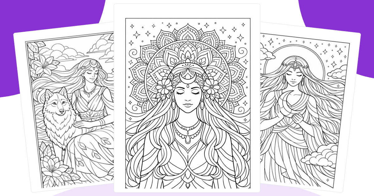 Goddess Coloring Pages — free printable collection from Colorin AI