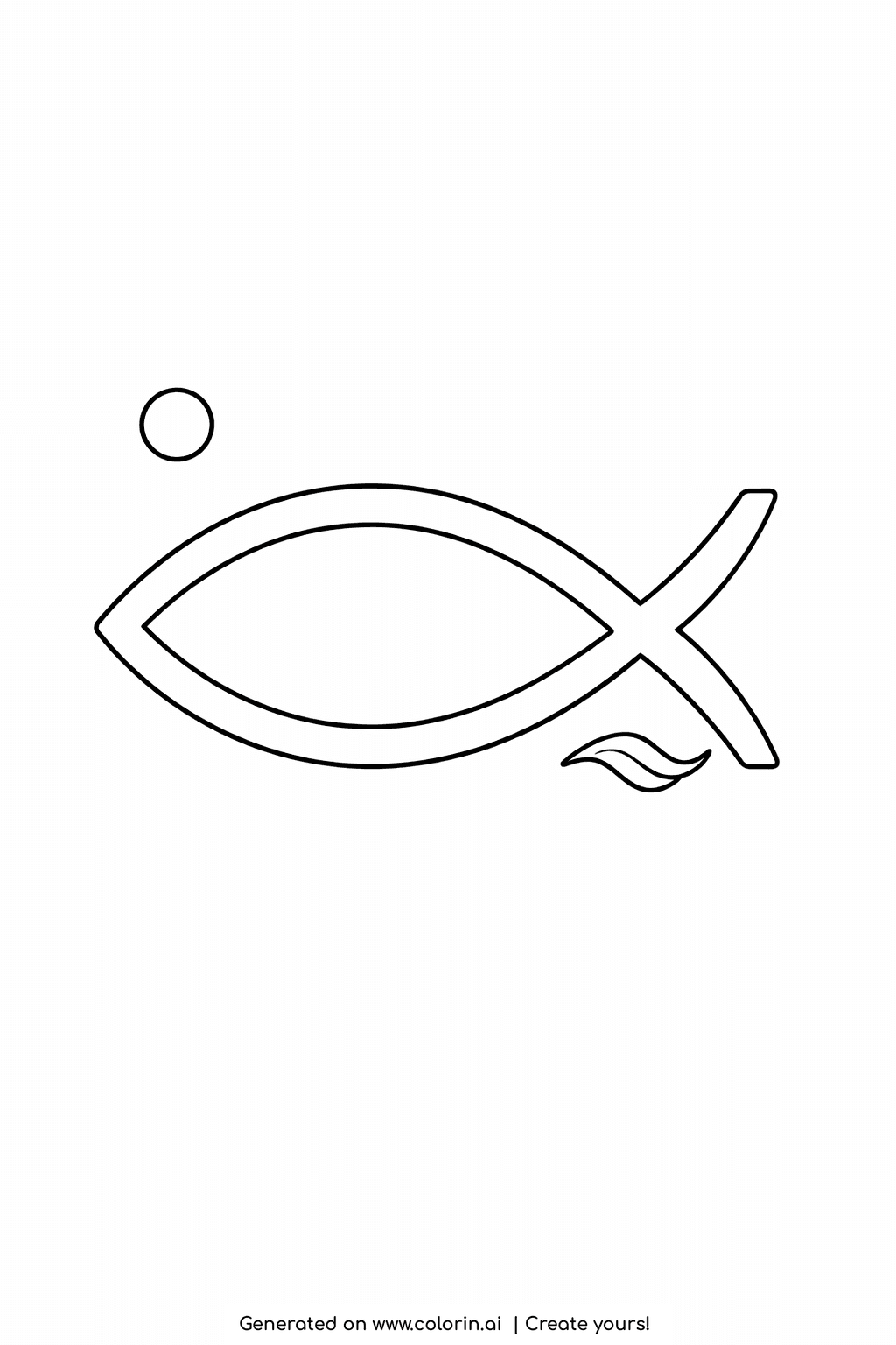 easy bible verse coloring pages, a simple ichthys fish symbol outline with a small bubble