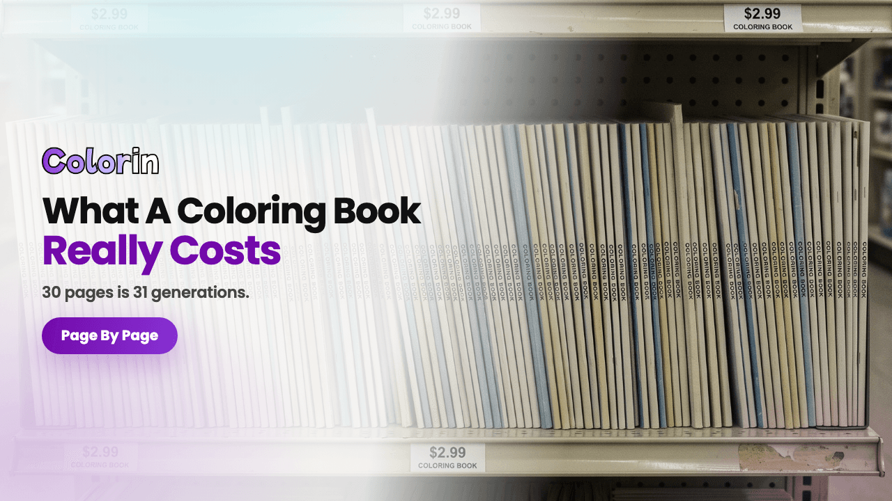 A finished coloring book laid out as page thumbnails with its cover