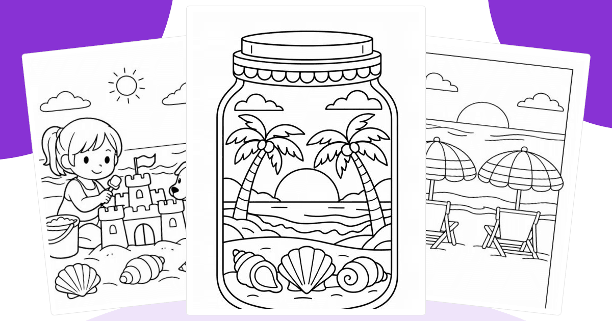 Beach Coloring Pages — free printable collection from Colorin AI