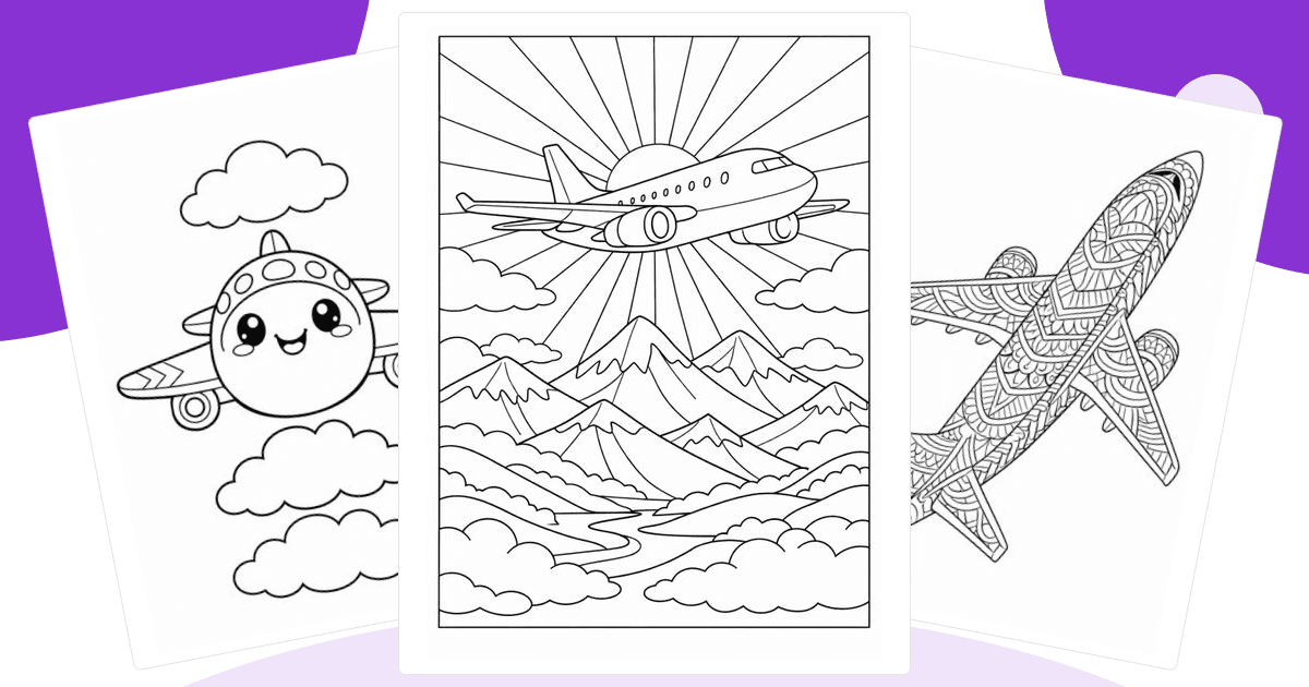 Airplane Coloring Pages — free printable collection from Colorin AI