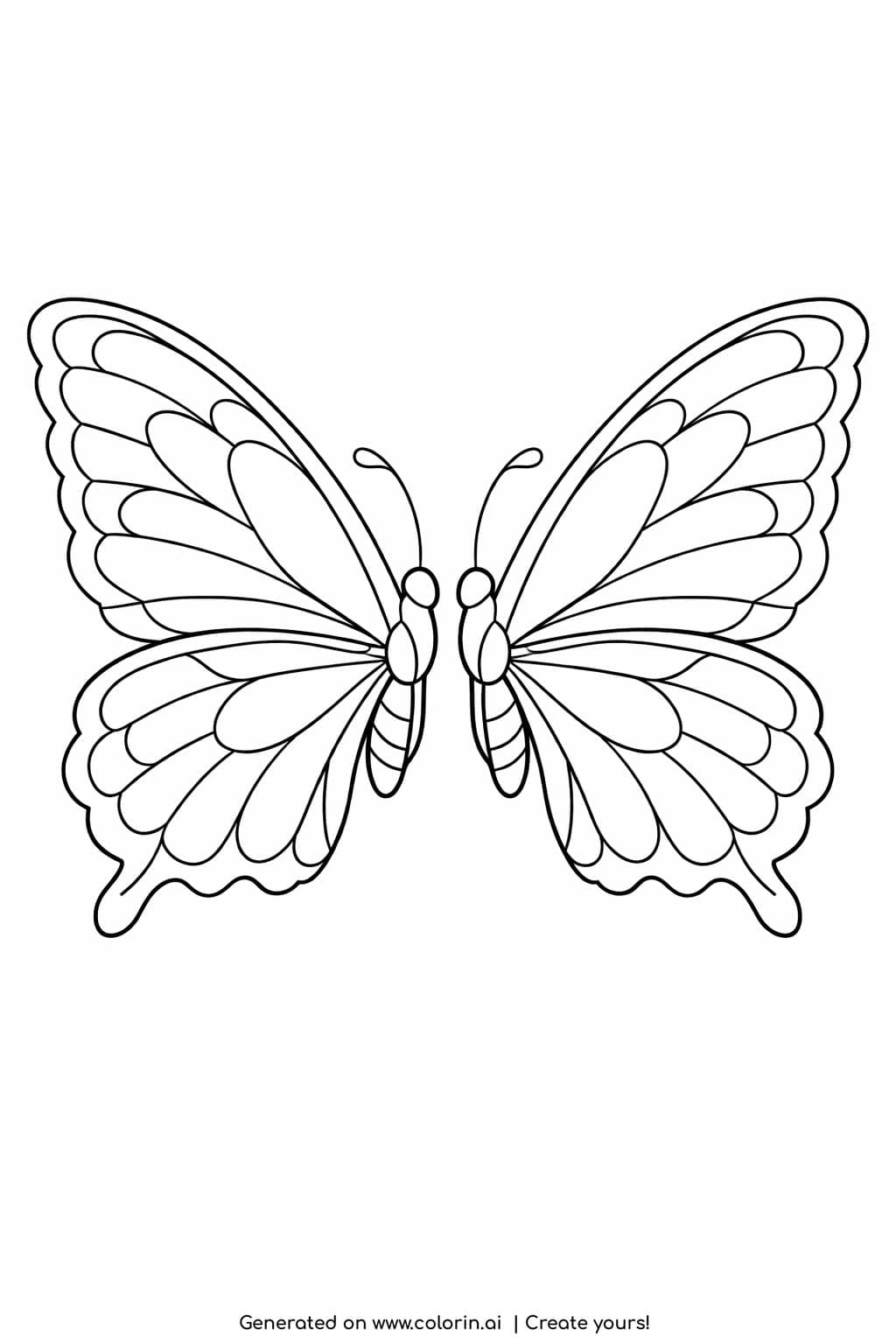 two butterflies facing each other coloring page with symmetrical wings coloring page