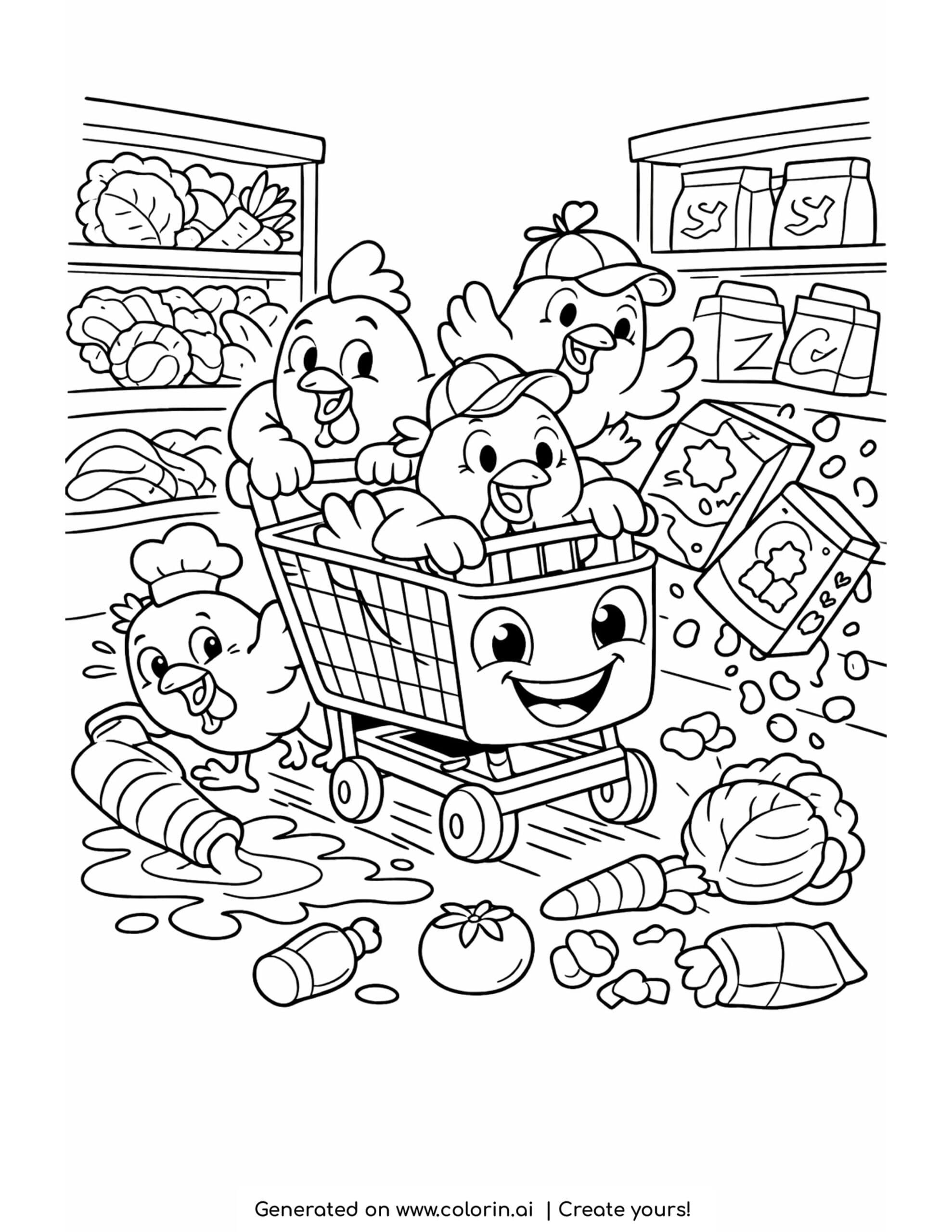 donut spinning on frosting coloring page with disco lights and cupcakes
