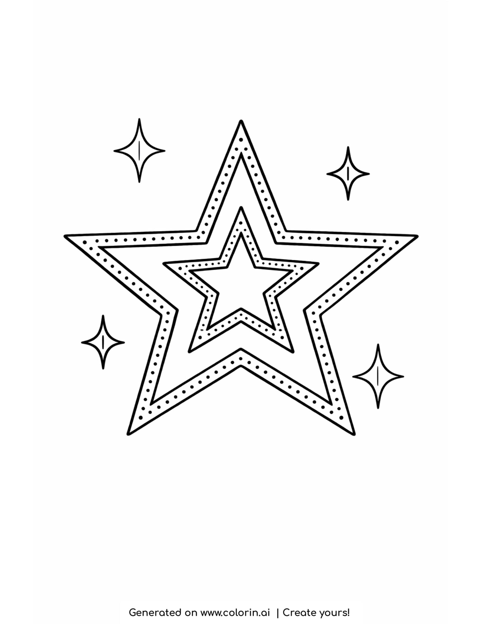 christmas coloring pages pdf, a simple five point star with a star inside and sparkles
