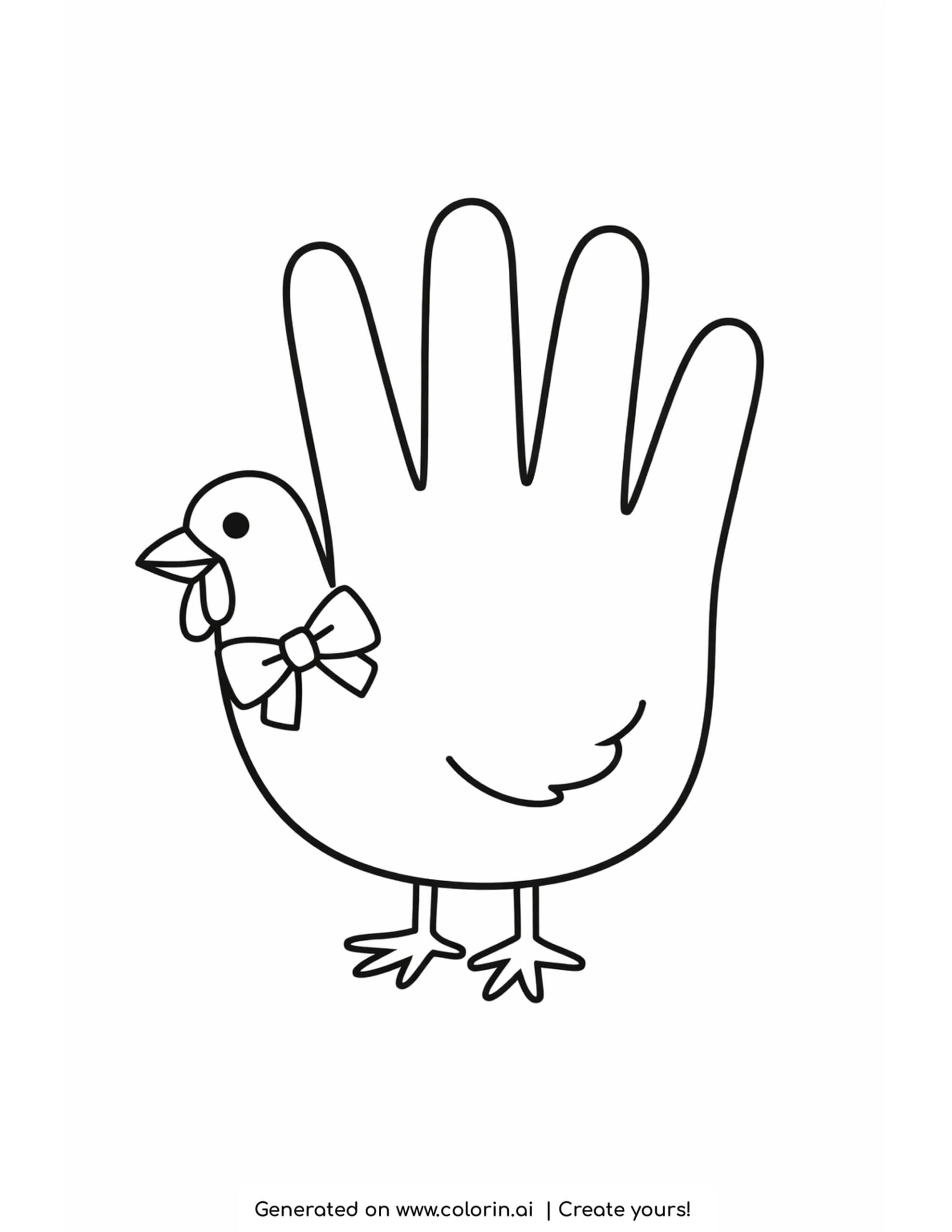 preschool thanksgiving coloring pages, a hand-shaped turkey with the thumb as the head and fingers as tail feathers